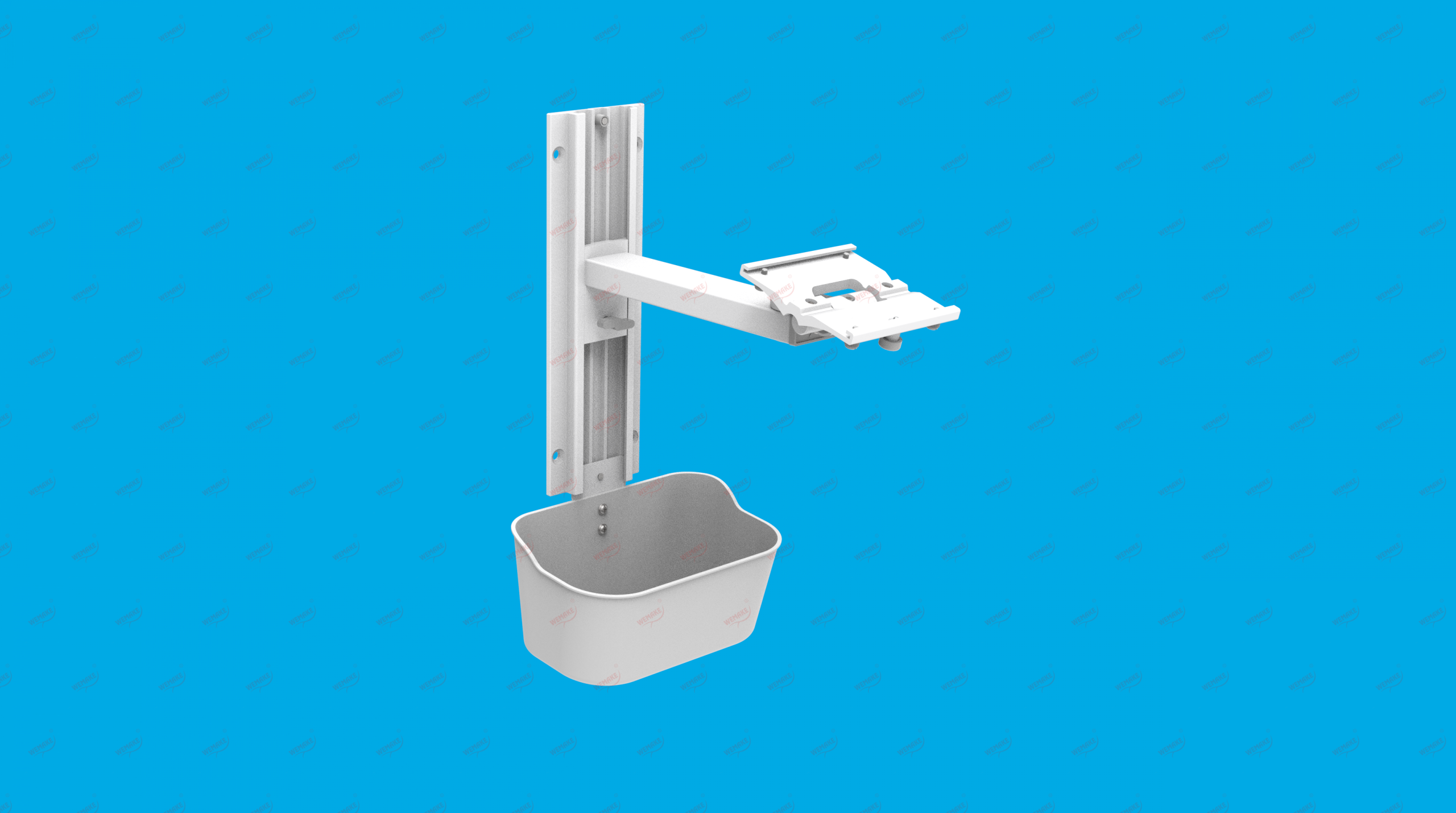 Height Adjustable Monitor Stand with Basket Height Adjustable Monitor Stand with Basket, white wall-mounted medical stand