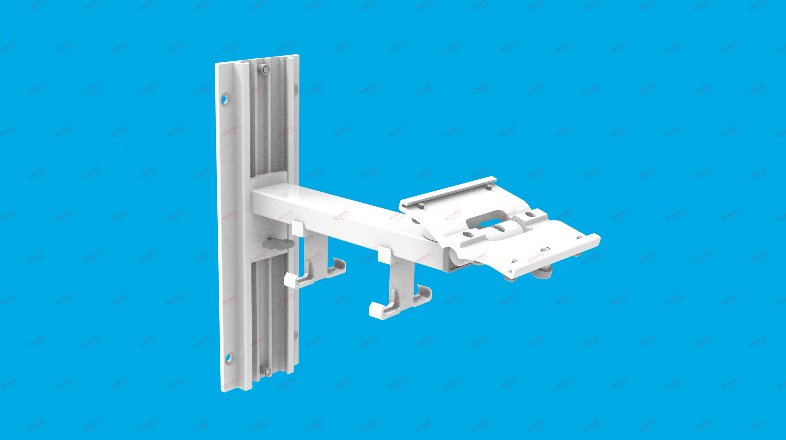 Height Adjustable Wallmount Monitor Stand with Hook Height adjustable wall-mounted monitor stand with hook for flexible monitor positioning and space-saving setup.