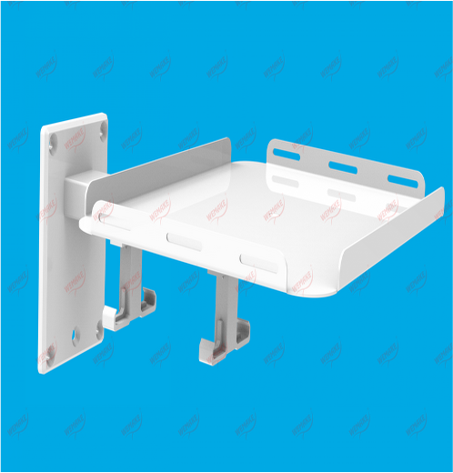Fixed Universal Monitor Stand with Hook Fixed Universal Monitor Stand with Hook, white wall-mounted monitor shelf